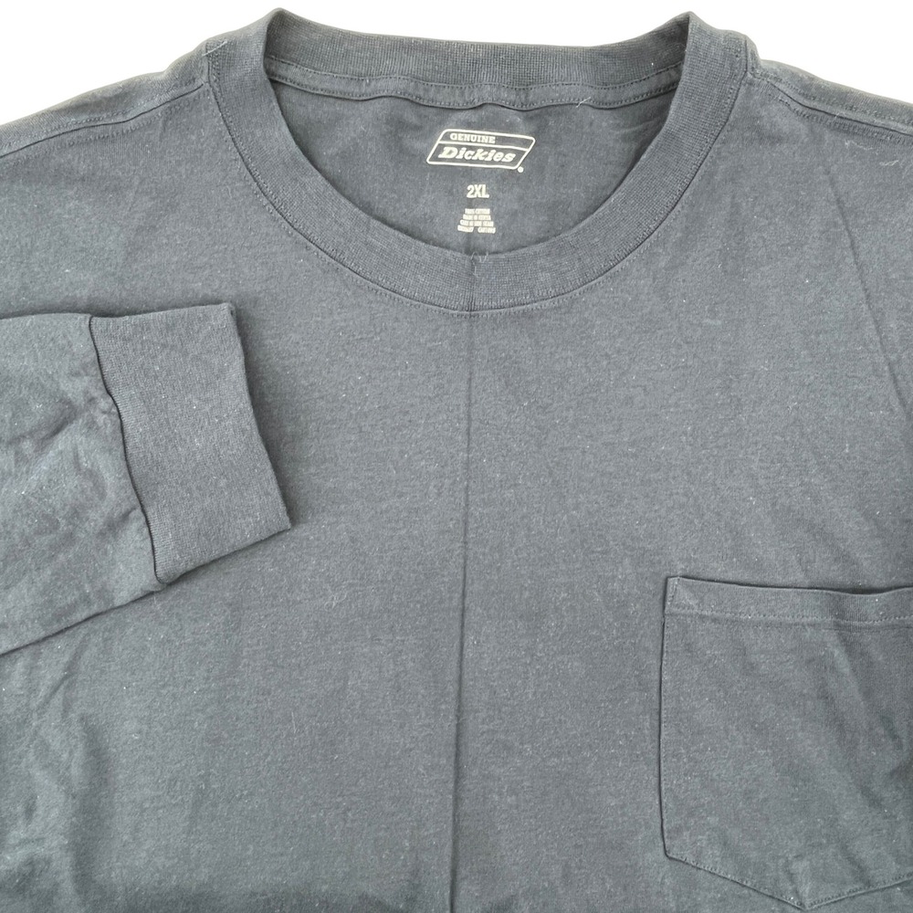 Dickies Long Sleeve T-Shirt Mens 2XL Navy Excellent Pocket Workwear Tee